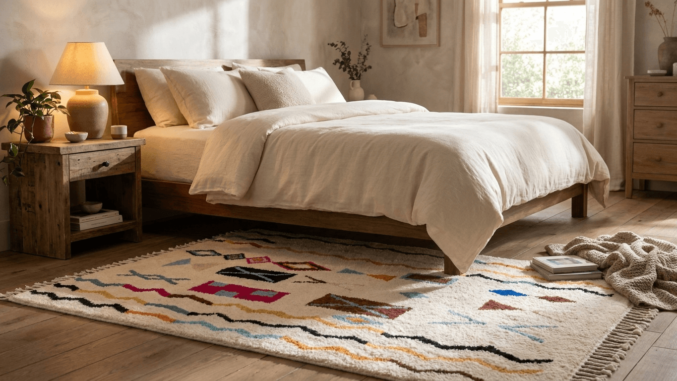Handmade Wool Rug  Boho Living Room Decor
