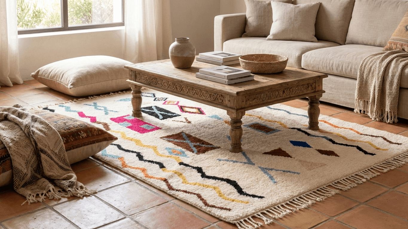 Handmade Wool Rug  Boho Living Room Decor