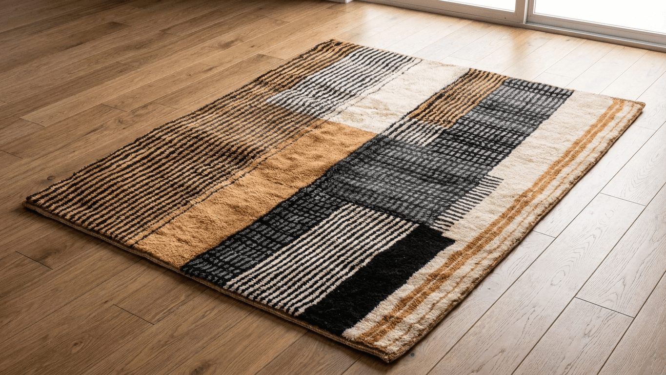 Handmade Wool Rug Beni Mrirt Boho Living Room Decor