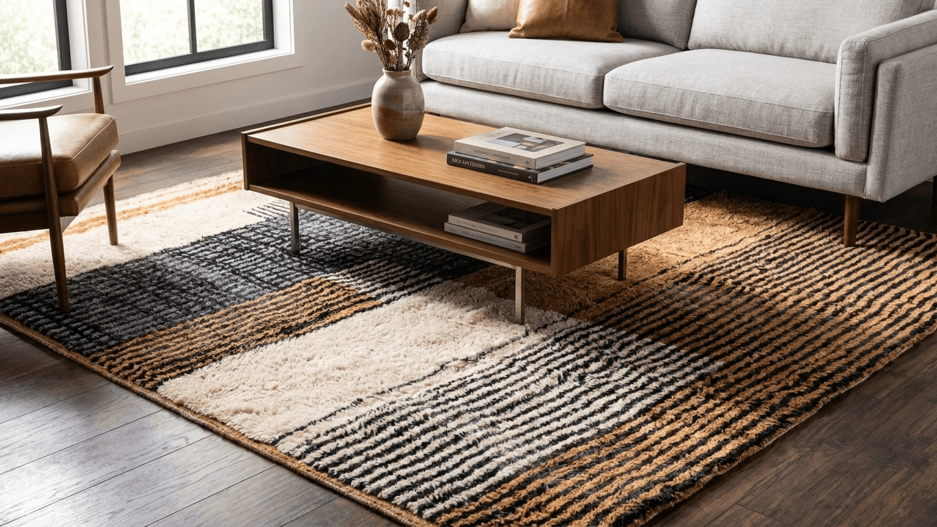 Handmade Wool Rug Beni Mrirt Boho Living Room Decor