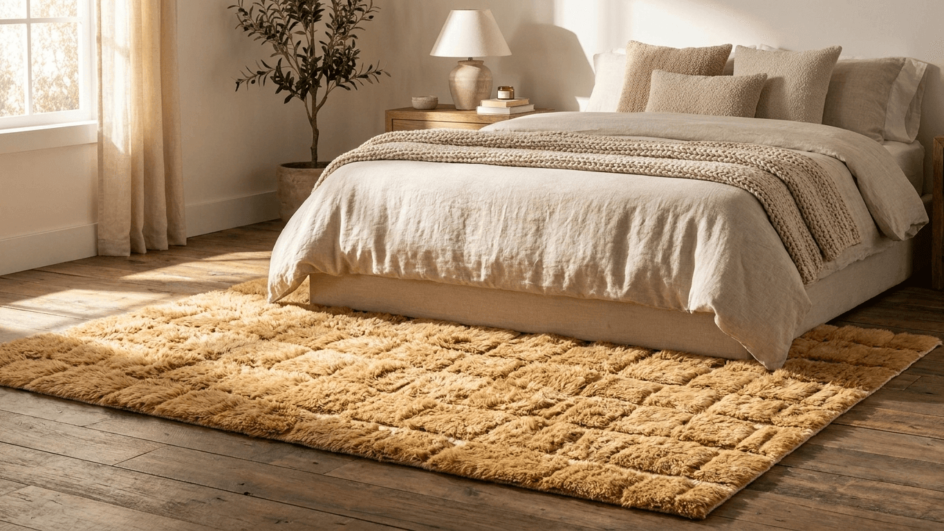 Handmade Wool Rug Beni Mrirt  Boho Living Room