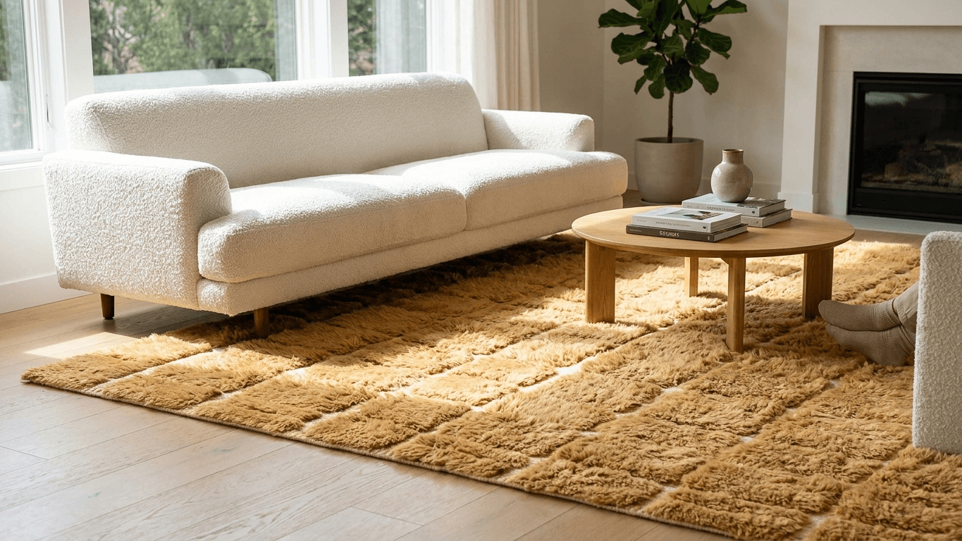 Handmade Wool Rug Beni Mrirt  Boho Living Room