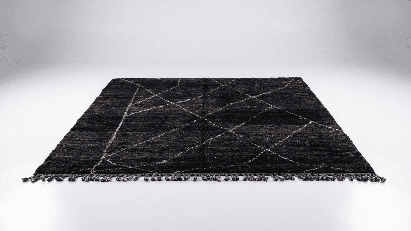 Black Linear Taznakht Rug