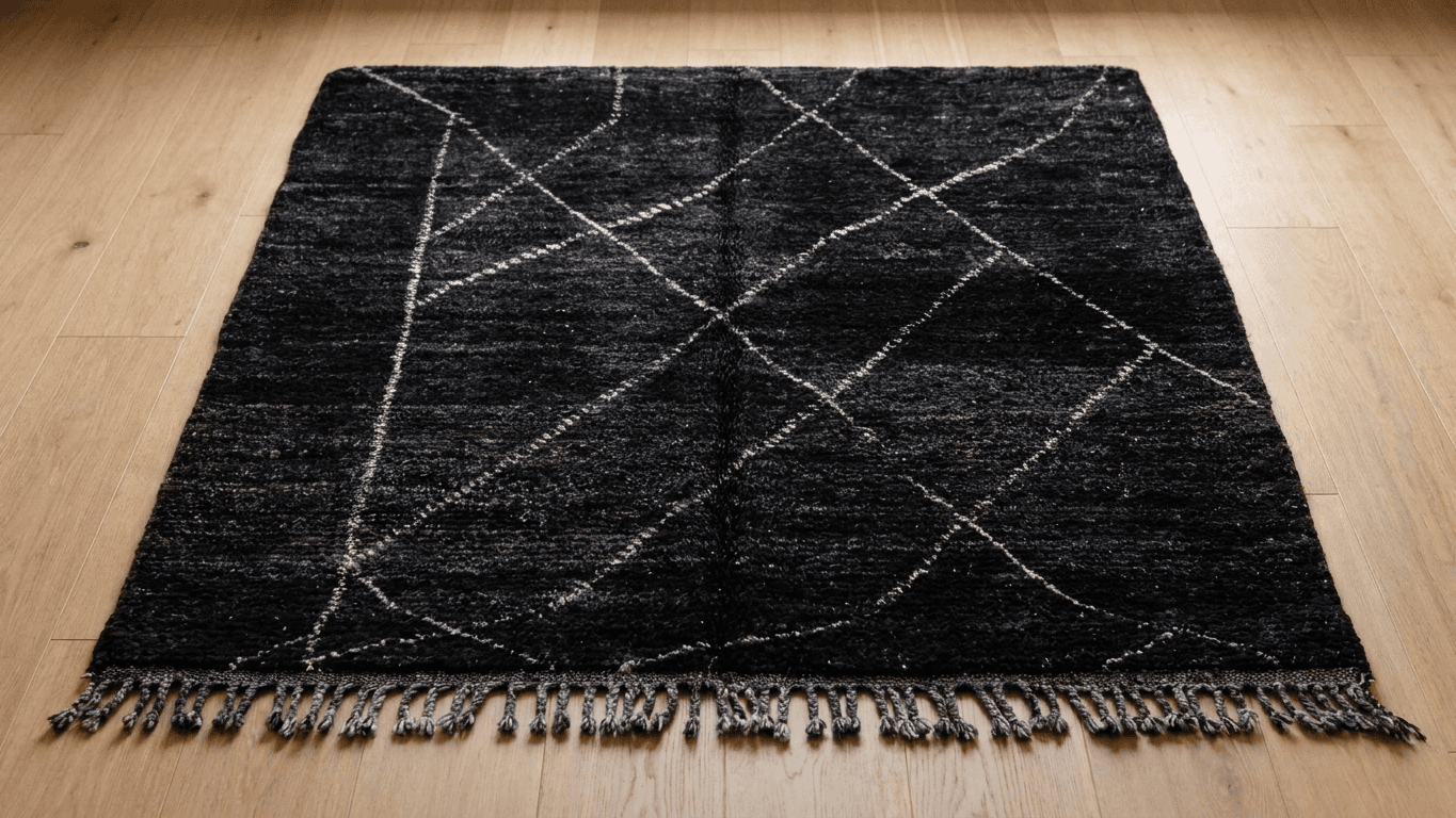 Black Linear Taznakht Rug