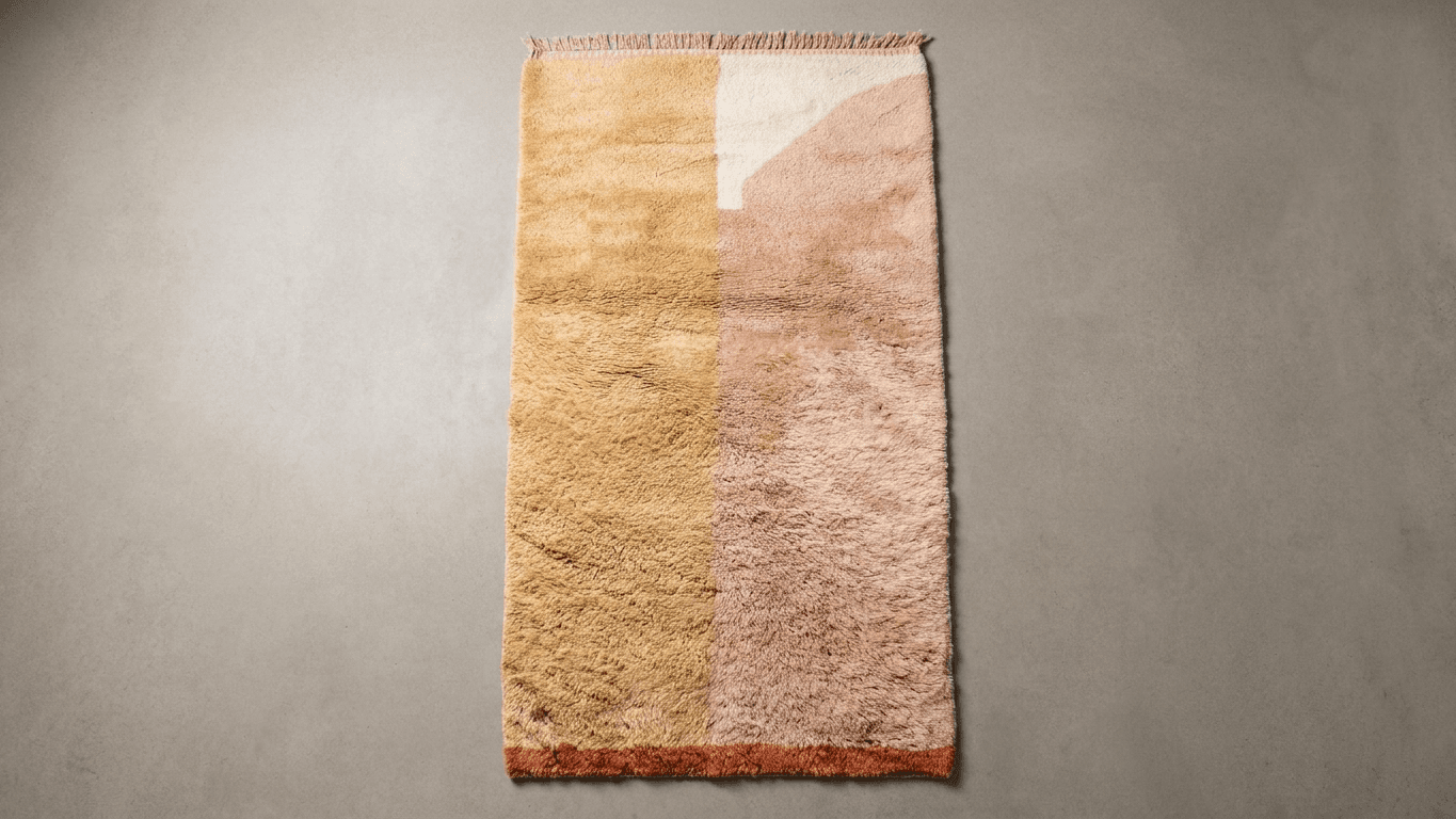 Handmade Wool Beni Mrirt Rug  Boho Bedroom Decor