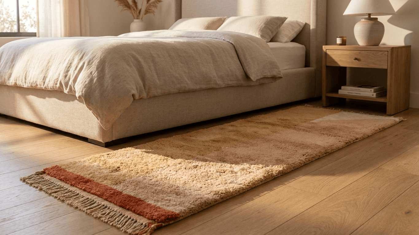 Handmade Wool Beni Mrirt Rug  Boho Bedroom Decor