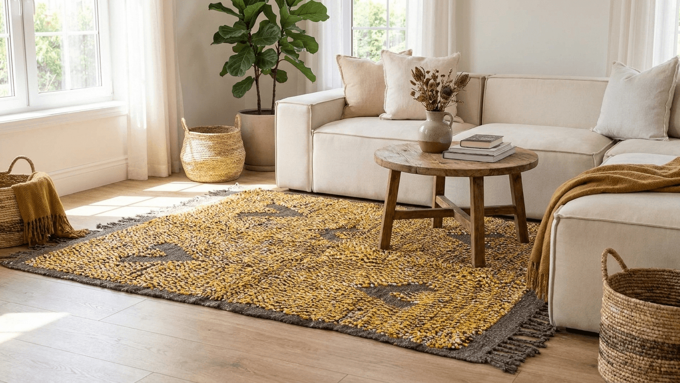 Yellow Geometric Kilim Taznakht Rug