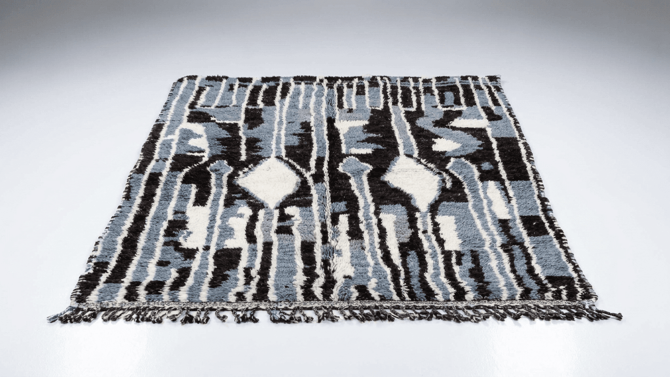 Blue Black Abstract Kilim Rug