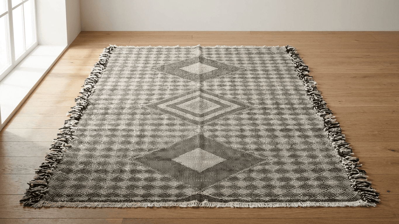 Neutral Tiered Diamond Taznakht Rug