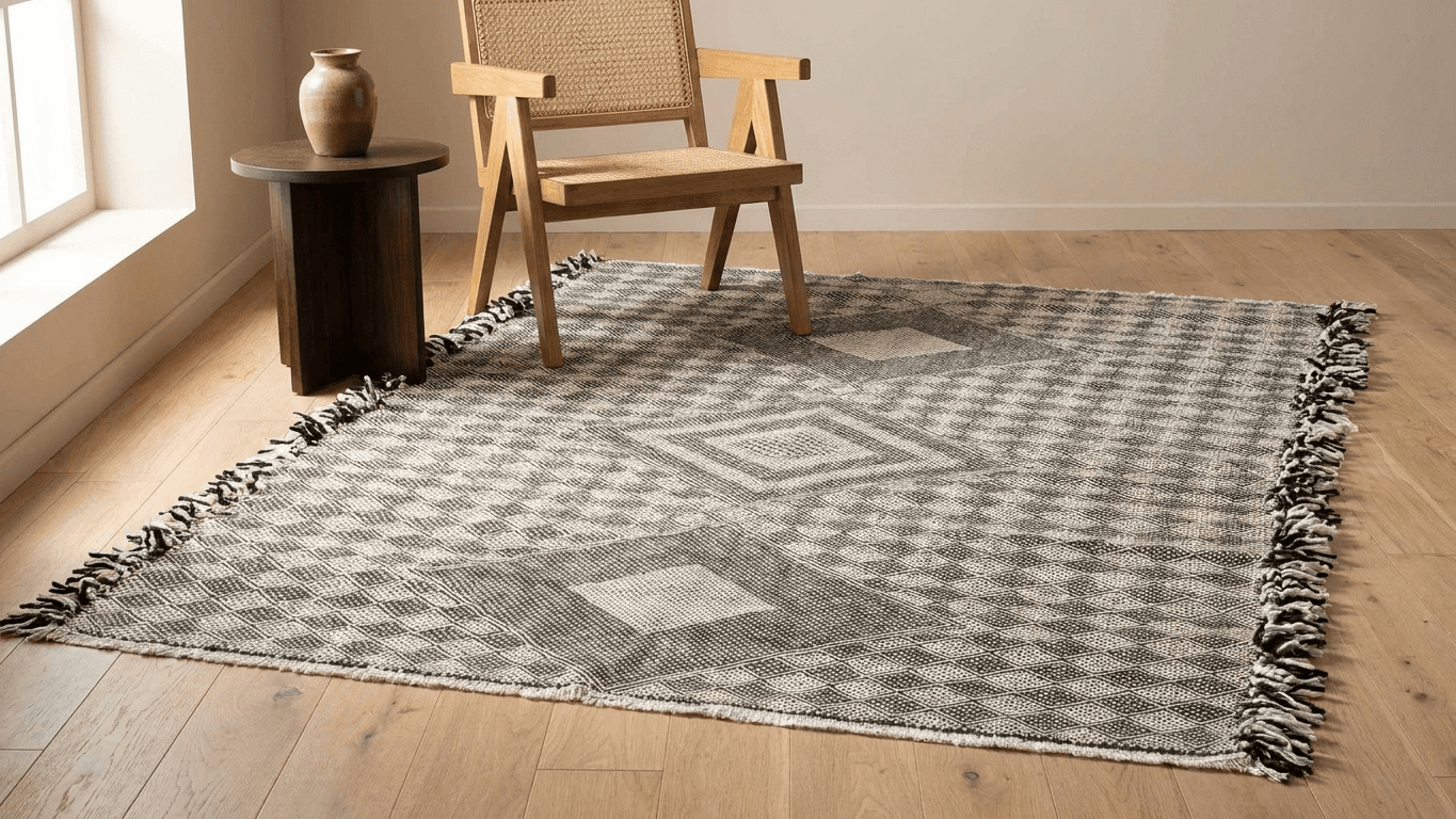 Neutral Tiered Diamond Taznakht Rug