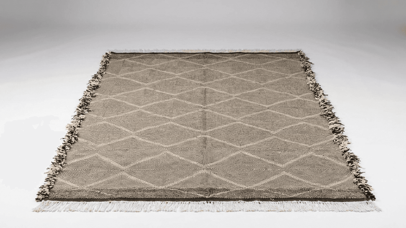 Ivory Chevron Kilim Taznakht Rug