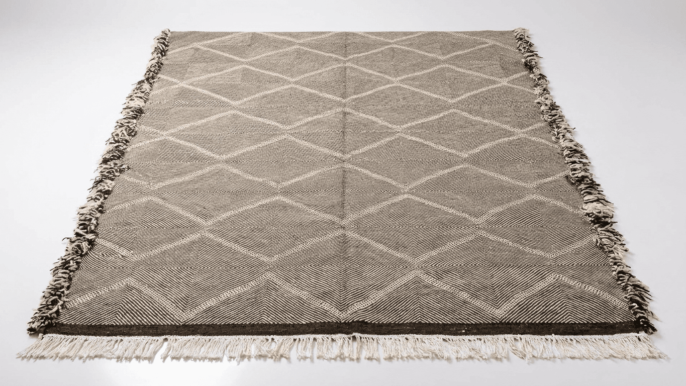 Ivory Chevron Kilim Taznakht Rug