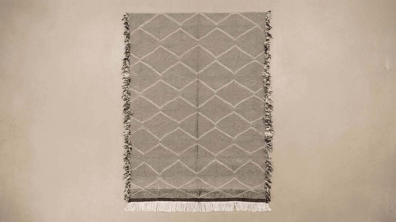 Ivory Chevron Kilim Taznakht Rug