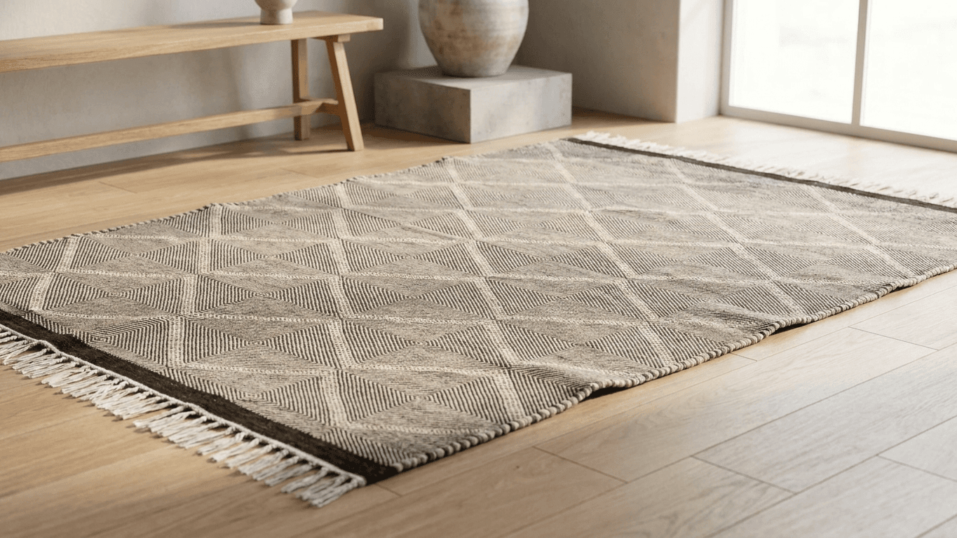 Ivory Chevron Kilim Taznakht Rug