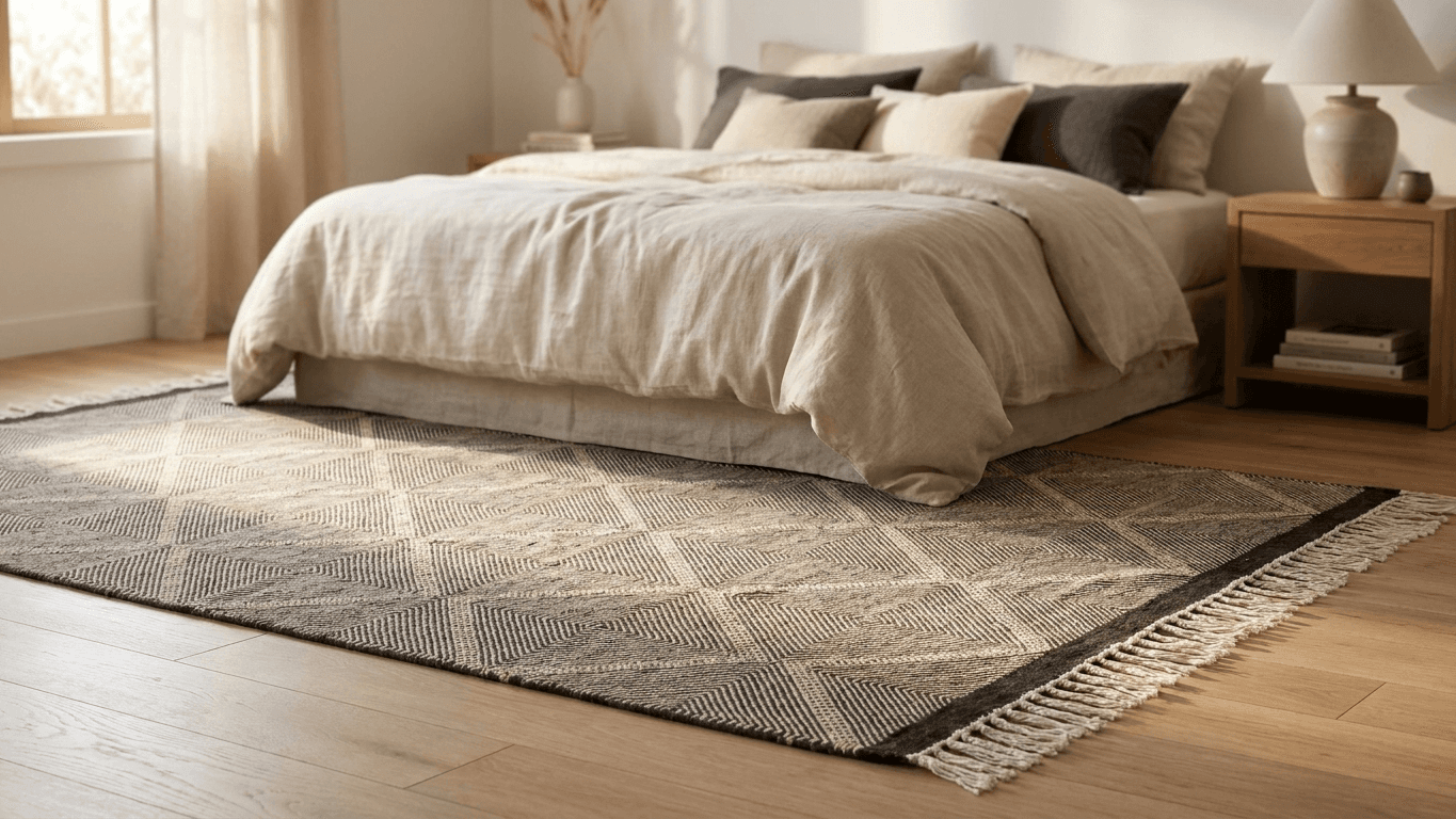 Ivory Chevron Kilim Taznakht Rug
