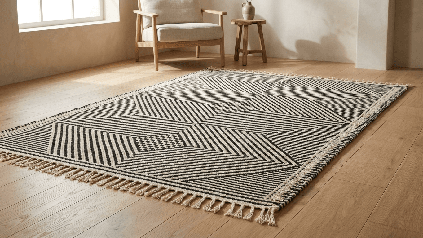 Neutral Diamond Grid Kilim Rug