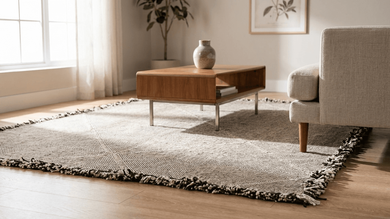 Neutral Diamond Grid Kilim Rug