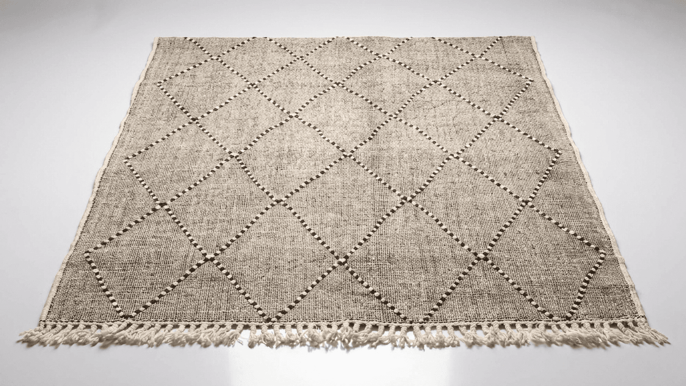 Ivory Dotted Diamond Kilim Rug