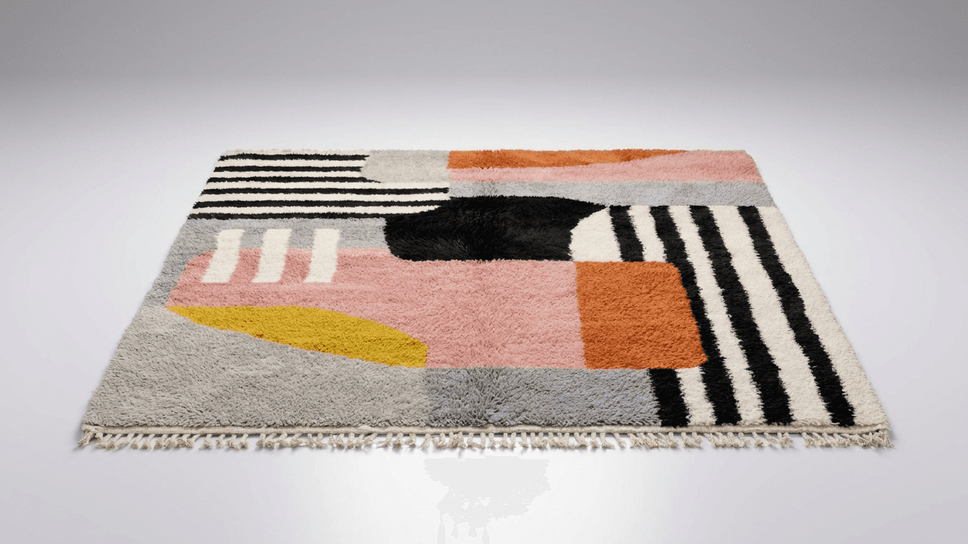 Handmade Wool Rug  Boho Living Room Decor Beni Ourain
