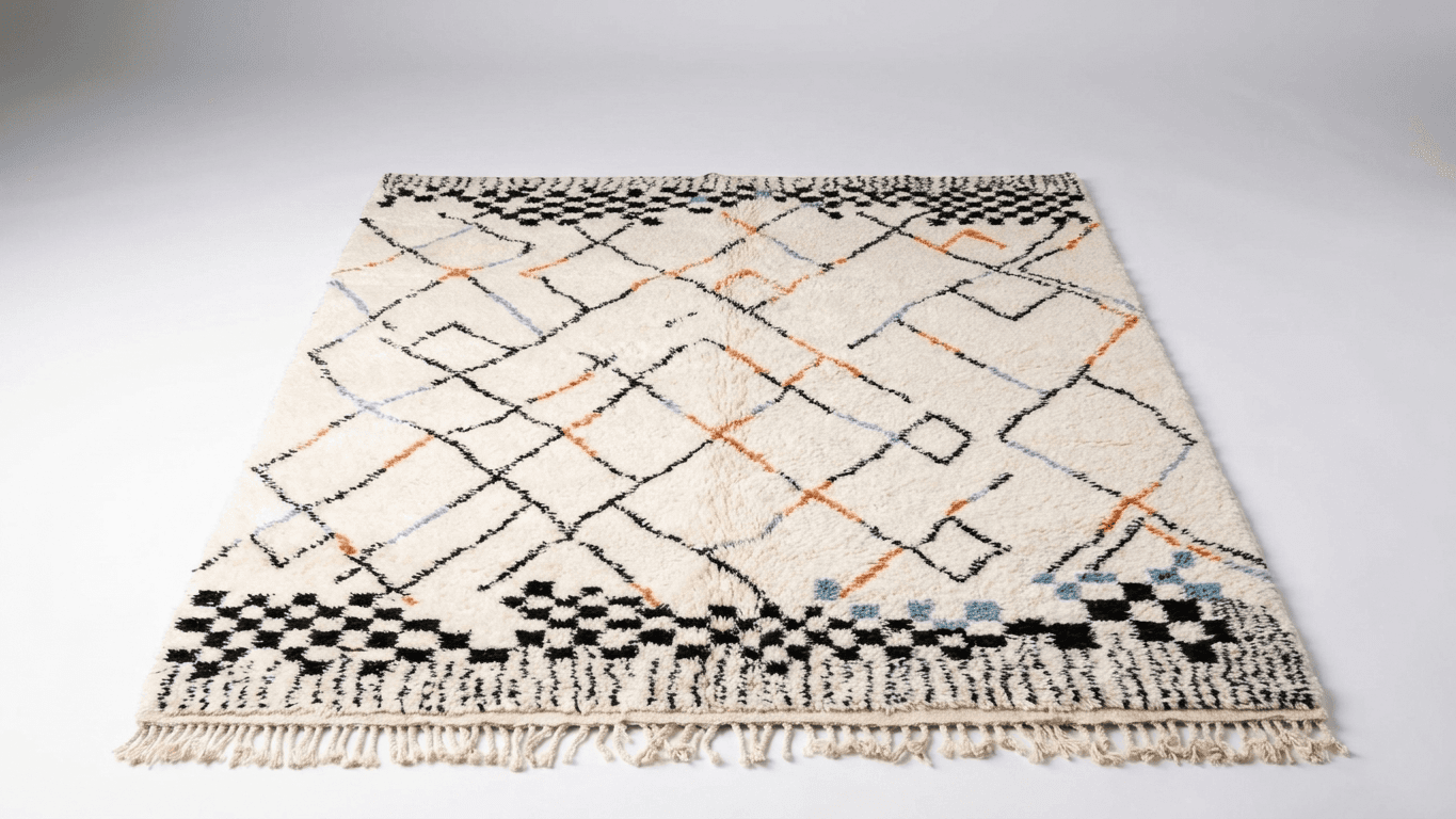 Handmade Wool Rug Boho Beni Ourain Living Room Decor
