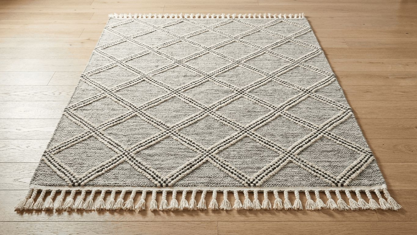 Ivory Dotted Diamond Kilim Rug