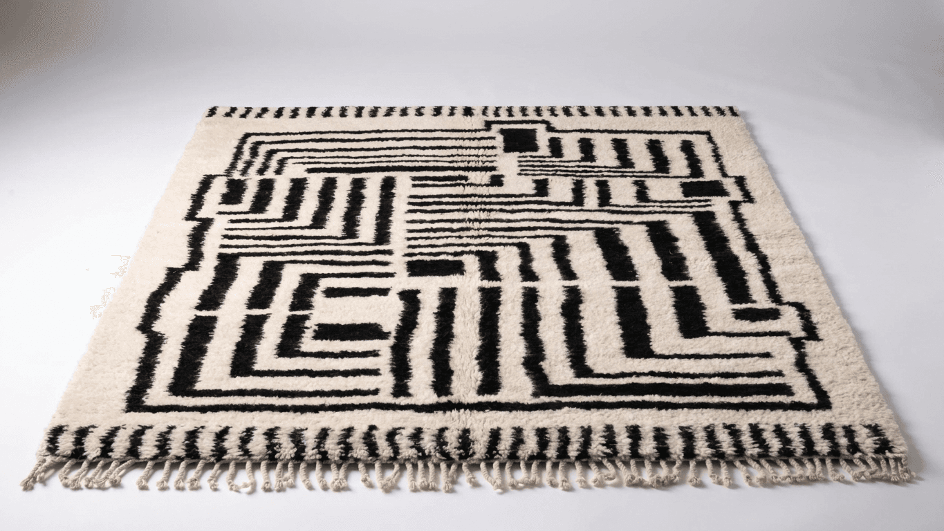 Handmade Wool Rug Beni Ourain Boho Living Room