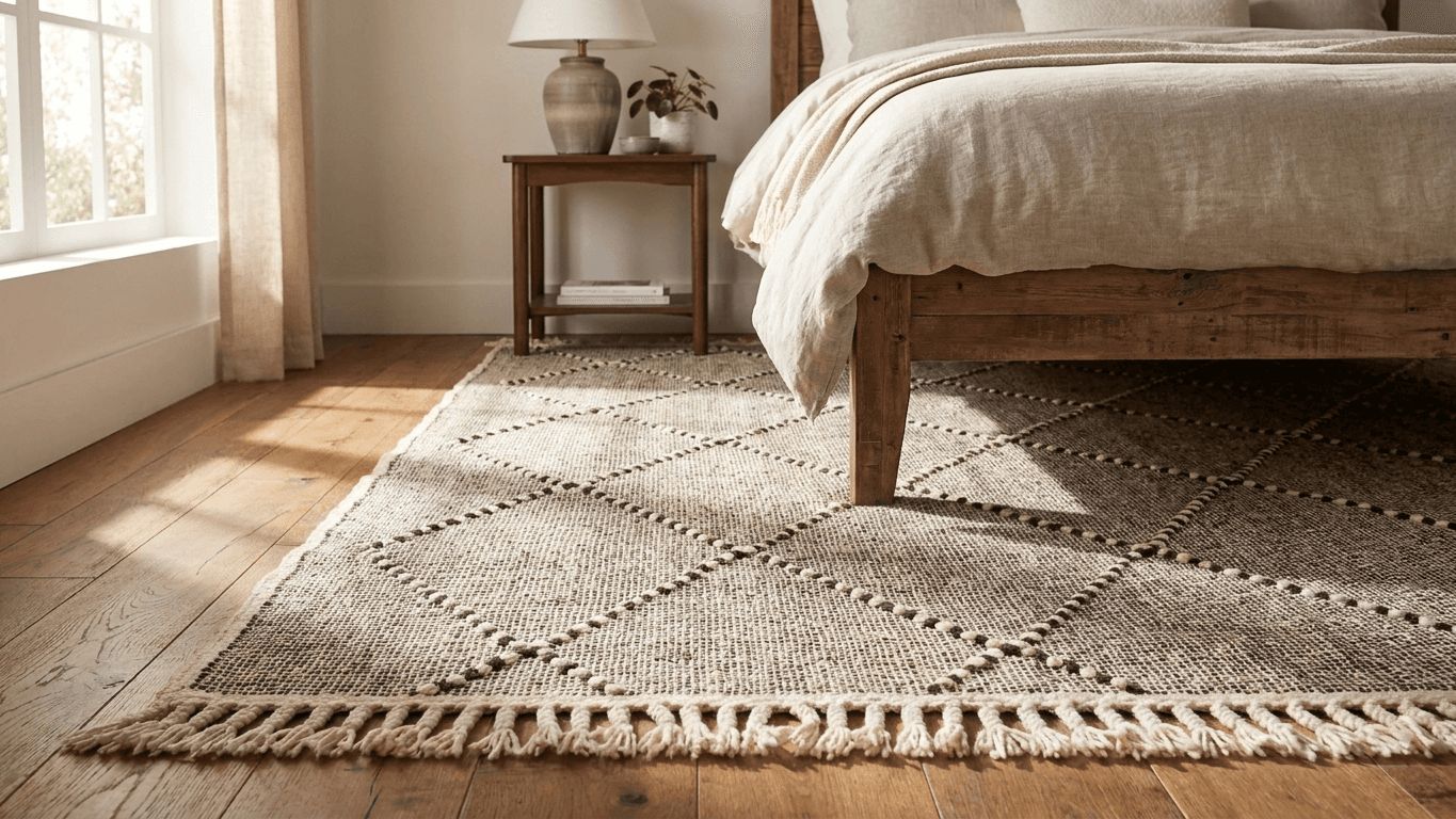 Ivory Dotted Diamond Kilim Rug