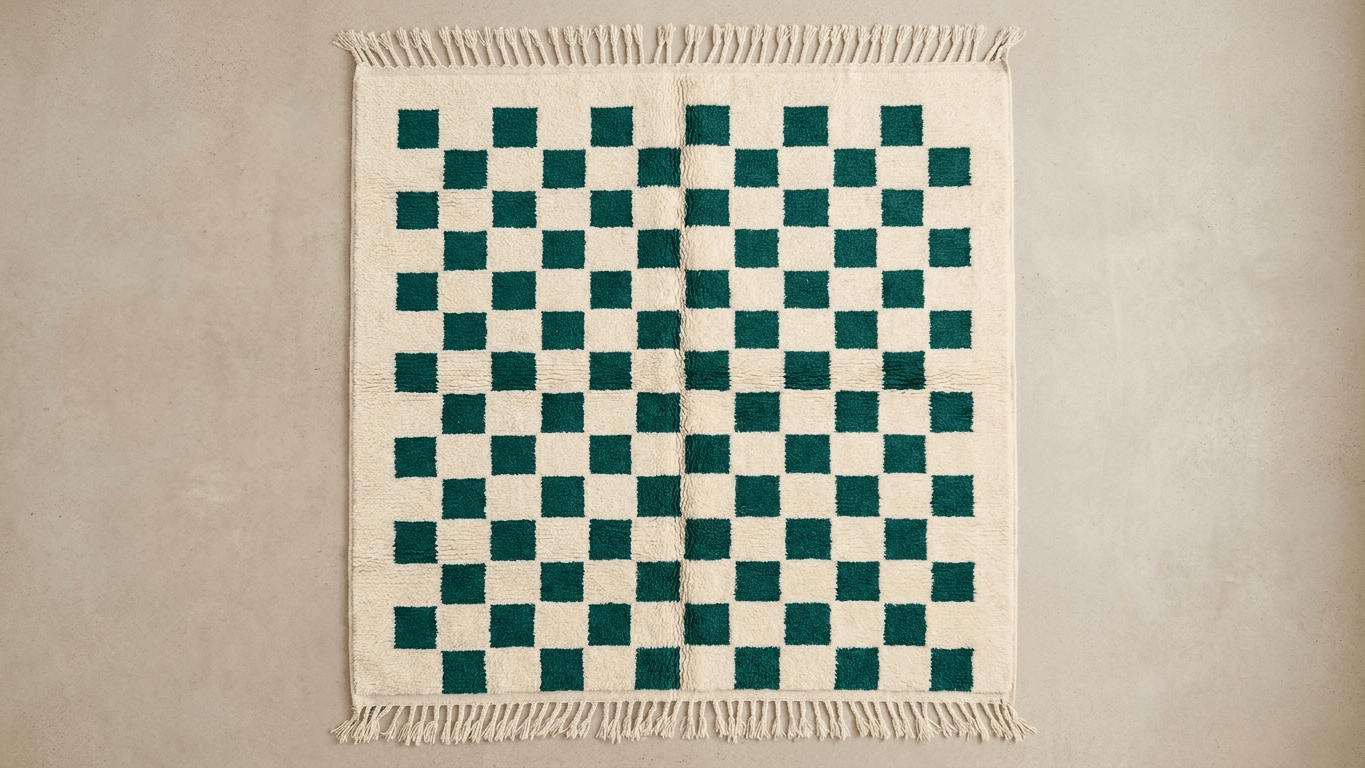 Handmade Wool Rug Boho Beni Ourain Living Room Decor