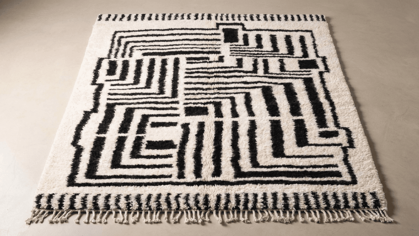Handmade Wool Rug Beni Ourain Boho Living Room