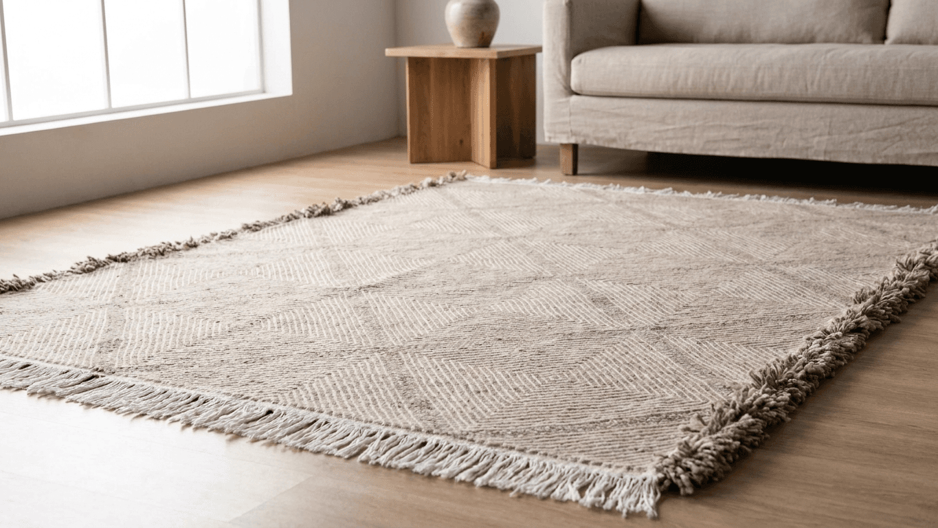 Neutral Herringbone Kilim Taznakht Rug
