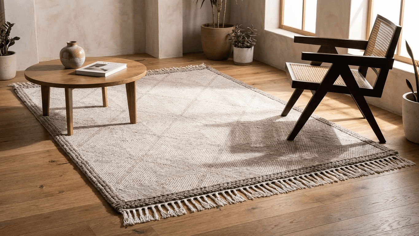 Neutral Herringbone Kilim Taznakht Rug