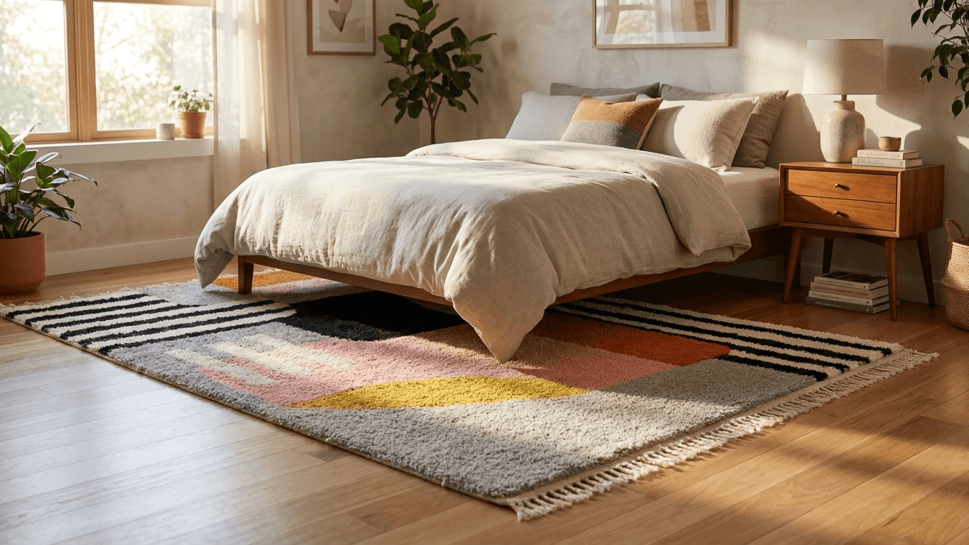 Handmade Wool Rug  Boho Living Room Decor Beni Ourain