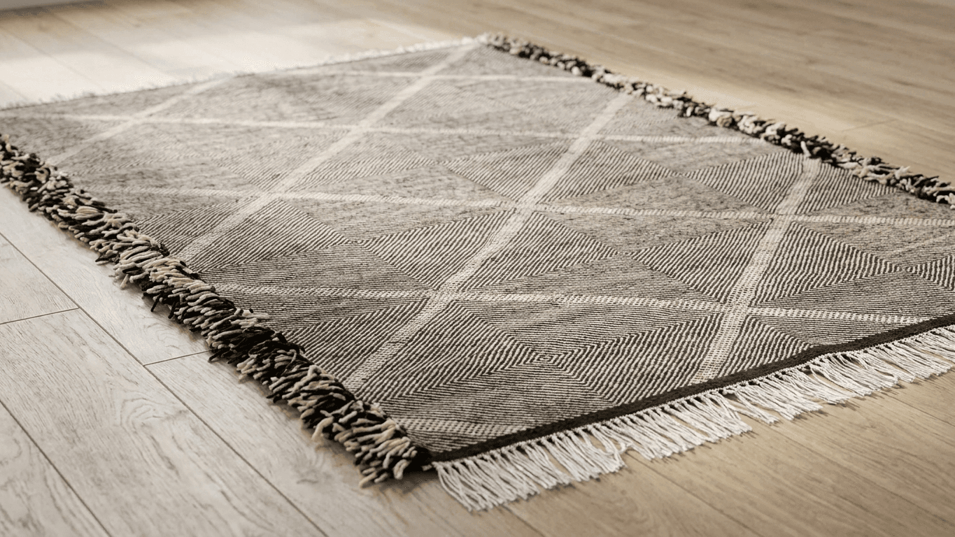 Black Diamond Grid Taznakht Rug
