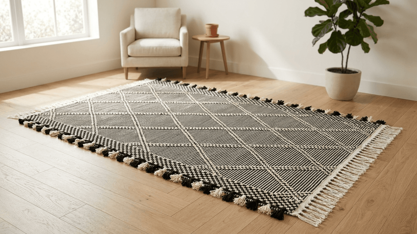 Black Diamond Grid Taznakht Rug