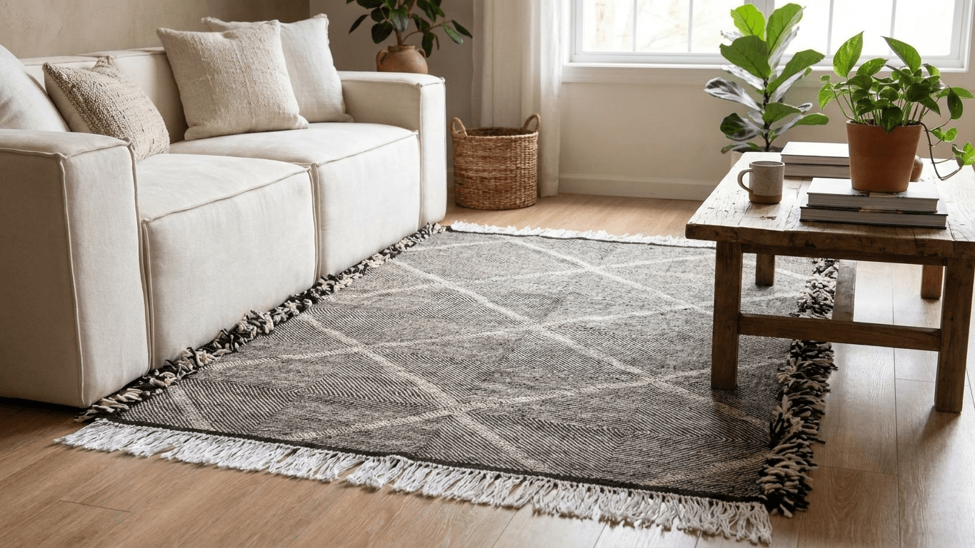 Black Diamond Grid Taznakht Rug