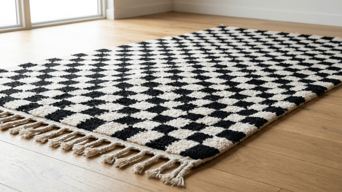 Handmade Wool RugsBoho Beni Ourain Bedroom Runner