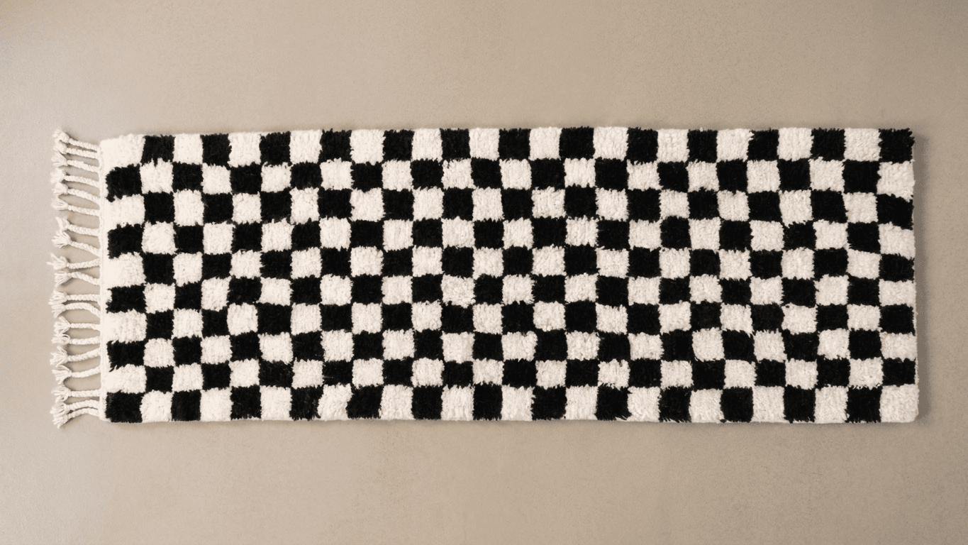 Handmade Wool RugsBoho Beni Ourain Bedroom Runner