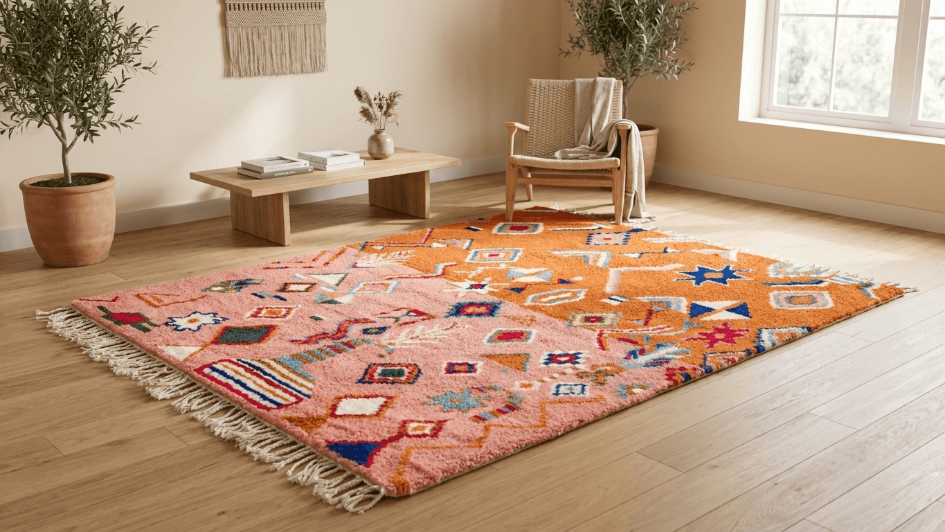 Handmade Wool Rugs  Boho Living Room Decor
