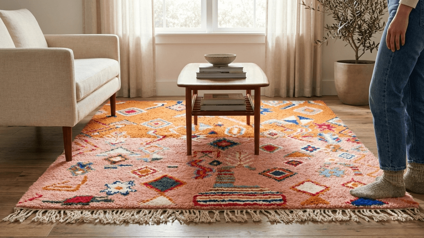 Handmade Wool Rugs  Boho Living Room Decor