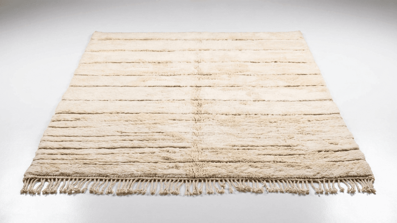 Handmade Wool Rug Beni Mrirt Boho Style Custom Size Living Room