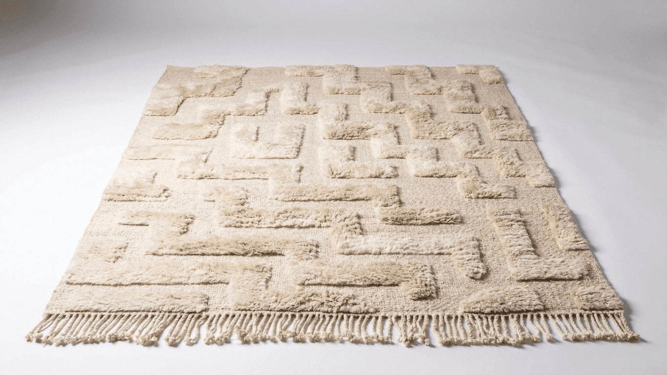 Handmade Wool Beni Mrirt Rug Custom Size Boho Living Room Decor