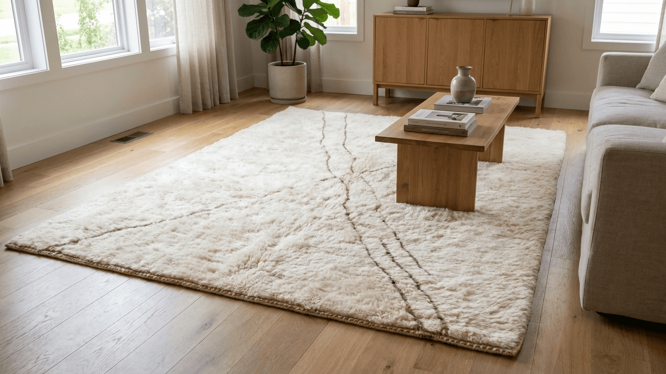 Handmade Wool Rug Beni Mrirt Boho Living Room Decor