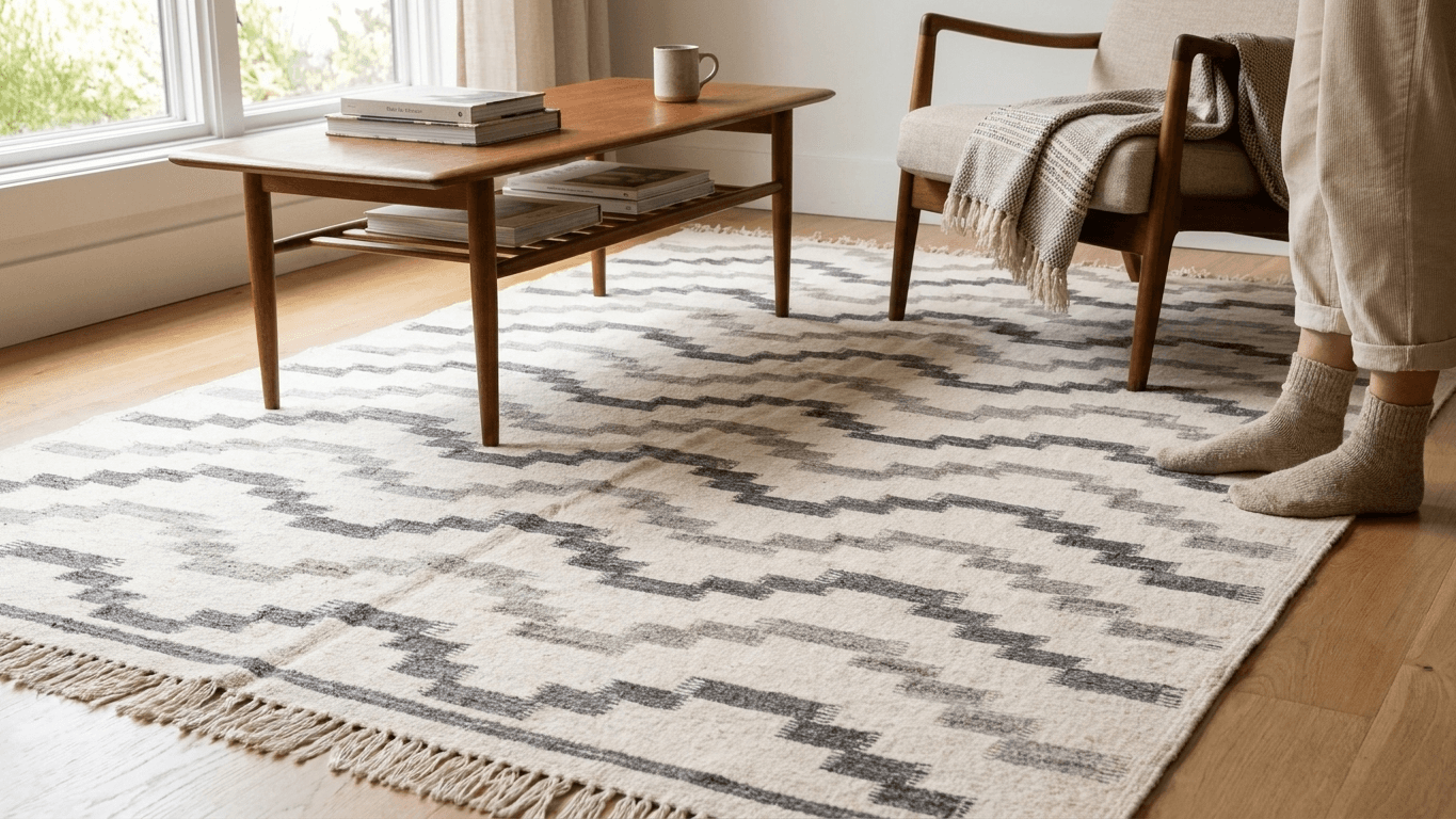 Ivory Zigzag Taznakht Rug