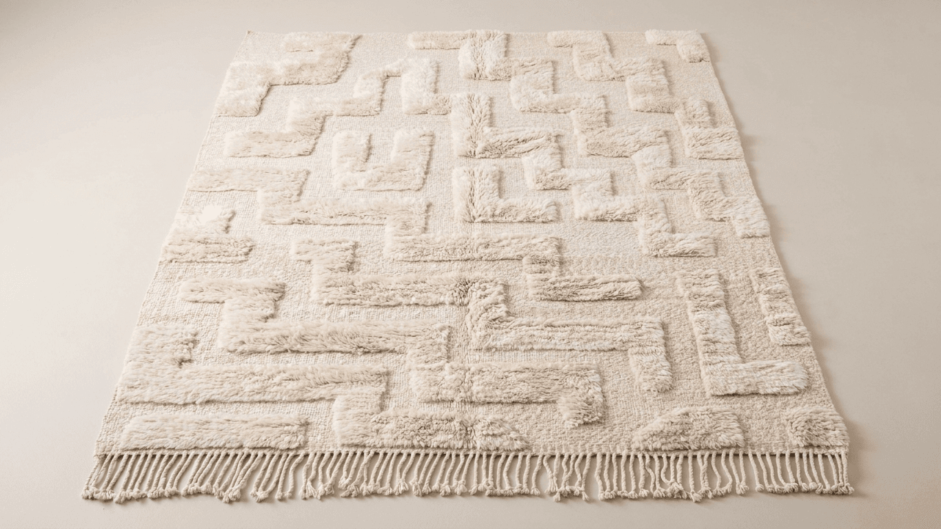 Handmade Wool Beni Mrirt Rug Custom Size Boho Living Room Decor