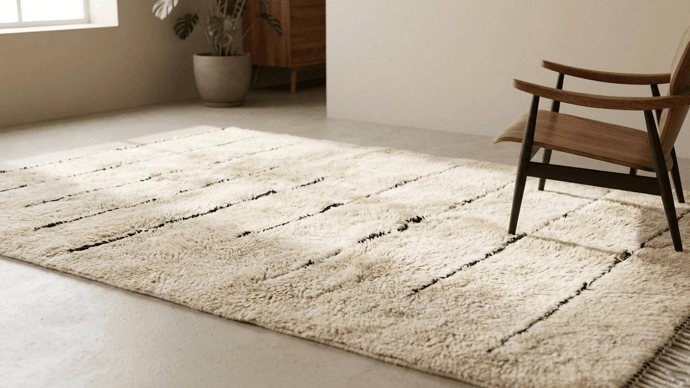 Handmade Wool Rug Beni Mrirt Boho Custom Size Living Room Decor