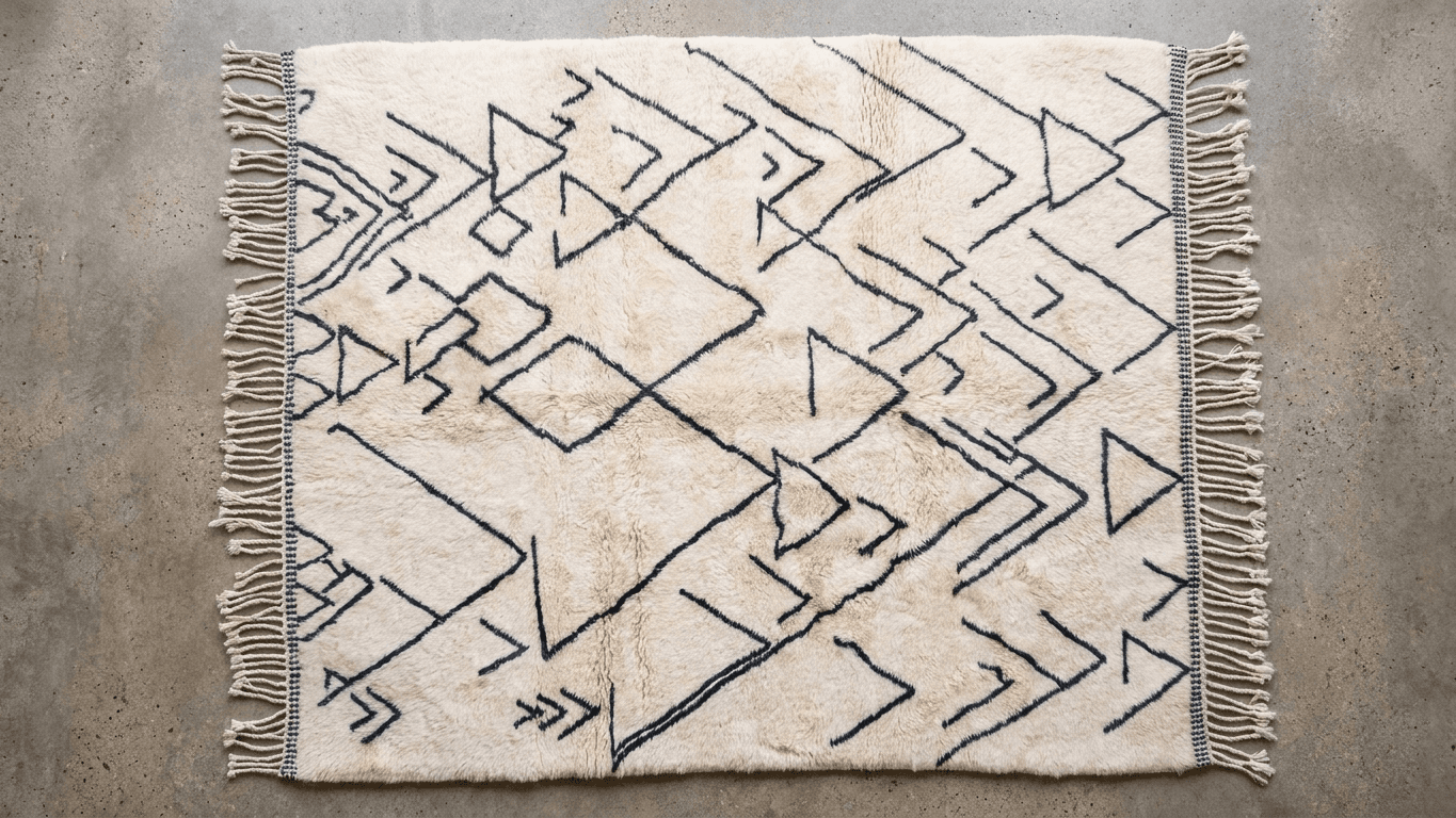 Handmade Wool Rug Beni Mrirt Boho Custom Size Home Decor