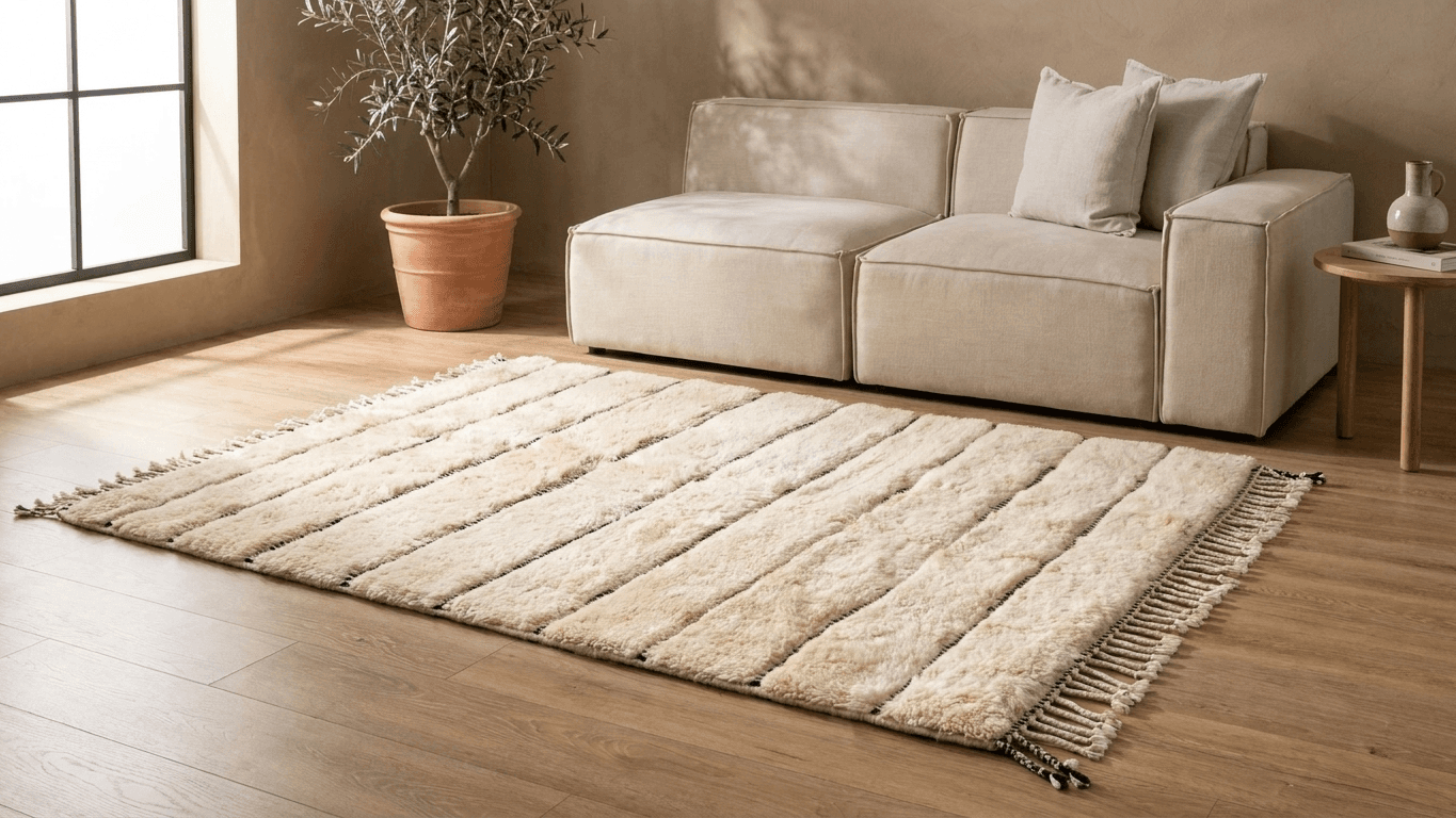 Handmade Wool Rug Beni Mrirt Boho Decor Custom Size