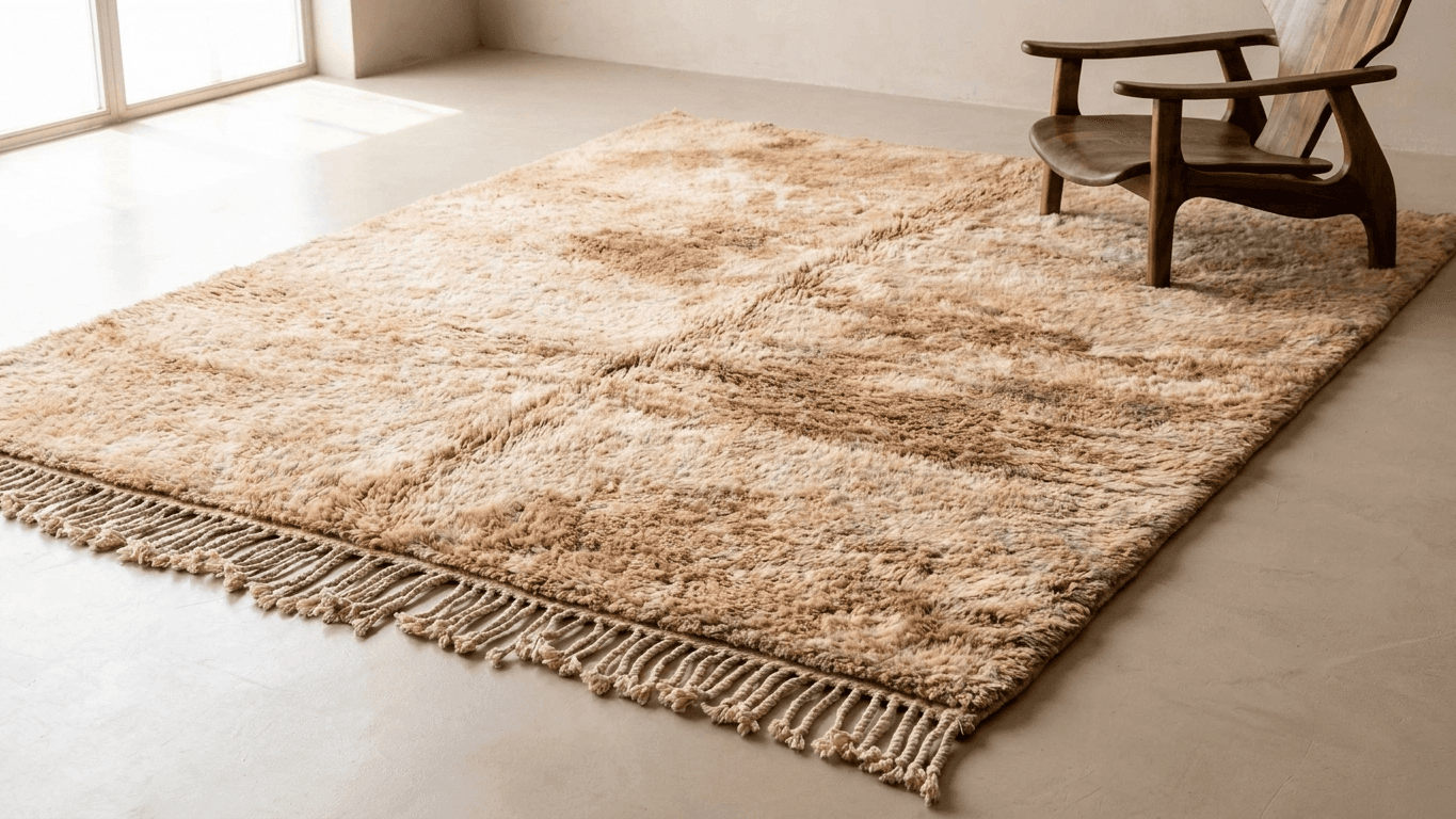 Handmade Wool Rug Beni Mrirt Custom Size Boho Decor