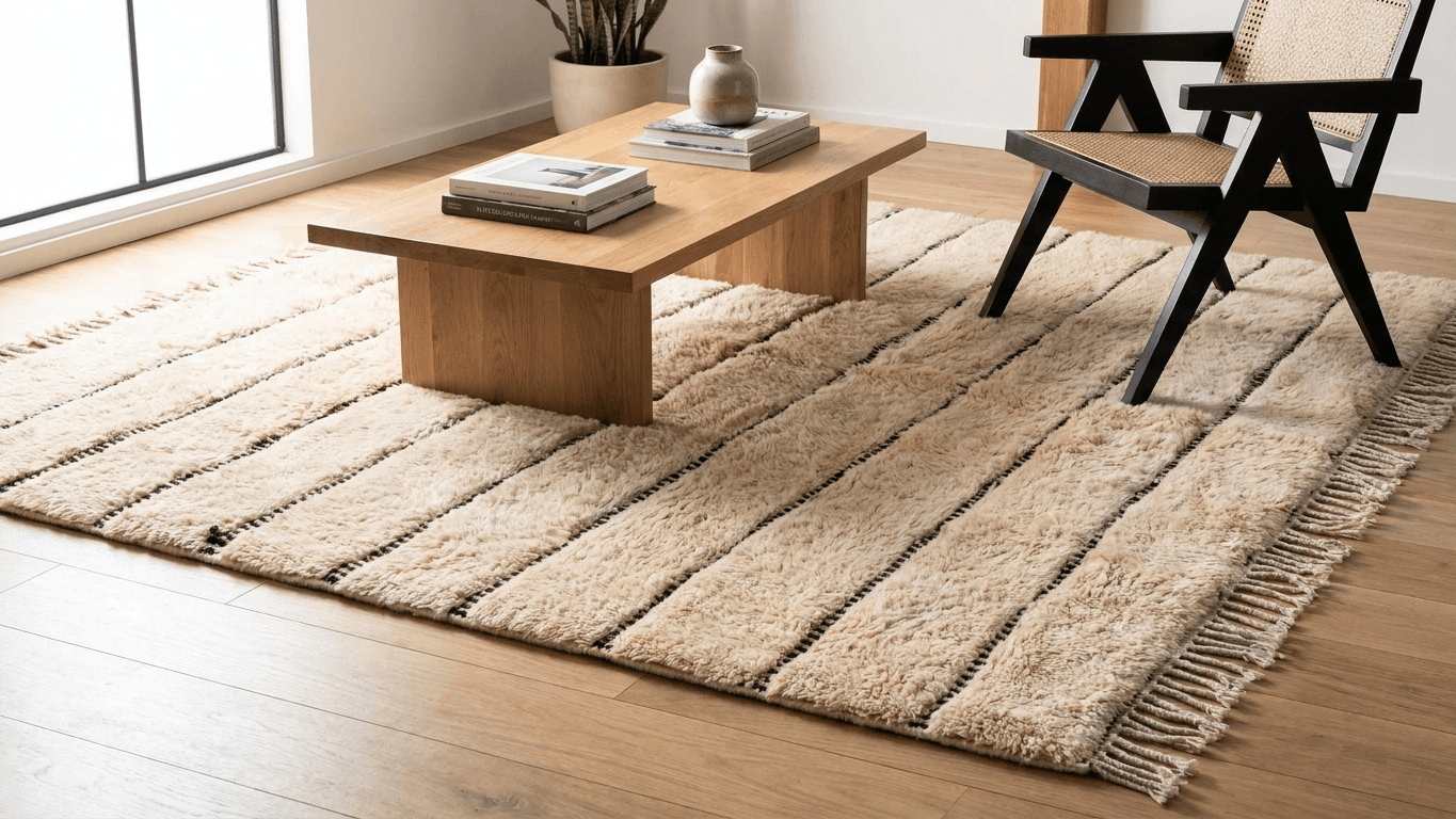 Handmade Wool Rug Beni Mrirt Boho Decor Custom Size