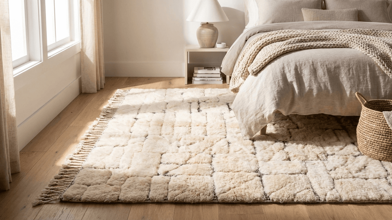 Handmade Wool Rug Beni Mrirt Custom Size Boho Decor